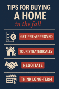 An infographic with tips for buying a home in the fall