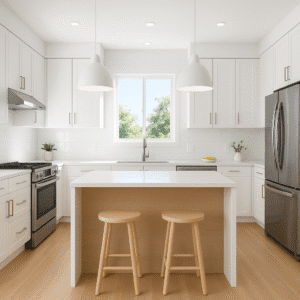 A bright white modern kitchen
