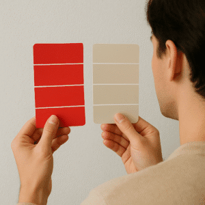 Person looking at two paint swatches