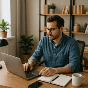 A man working from home