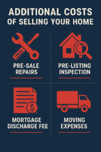 Blue and red infographic on Additional Costs of Selling Your Home